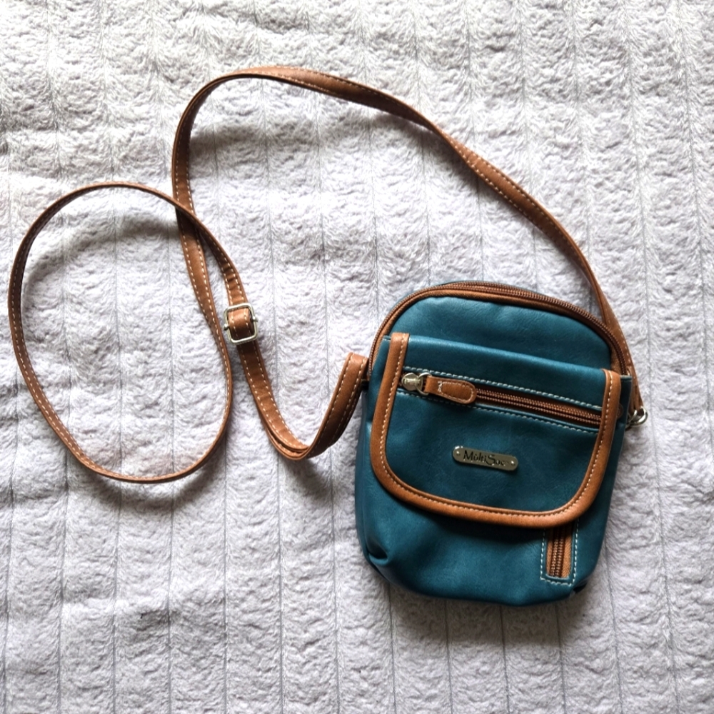 Teal and Brown Crossbody Bag